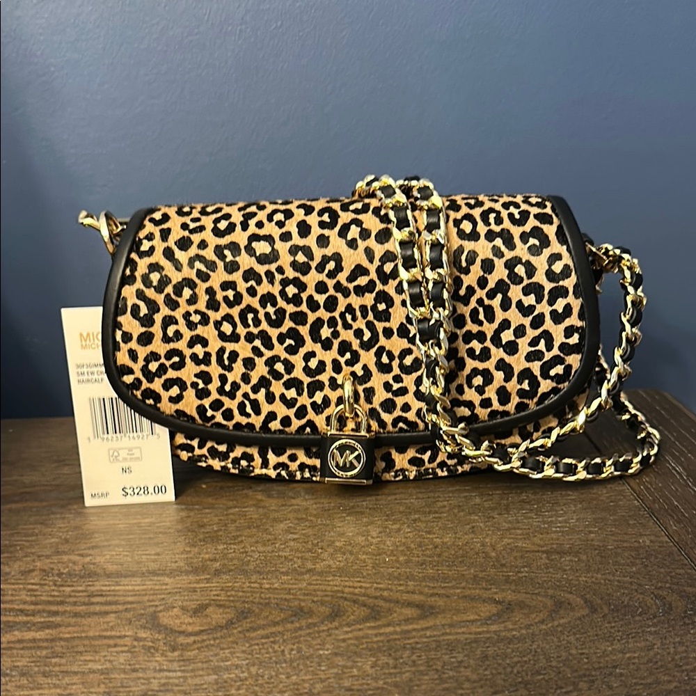 Michael Kors Tan and Black Leopard Shoulder Bag